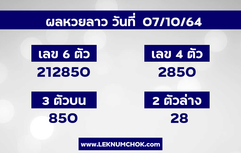 ผลหวยลาว7-10-64