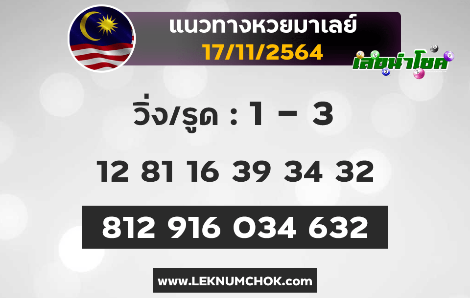 แนวทางหวยมาเลย์17-11-64