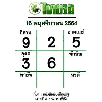 หวยไทยรัฐงวด 16-11-64