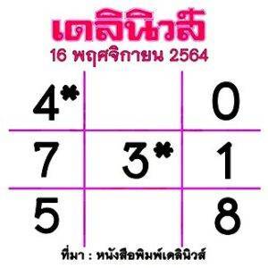 หวยไทยรัฐงวด 16-11-64