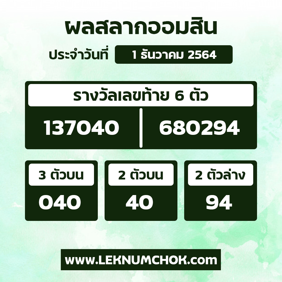 ผลสลากออมสิน1-12-64