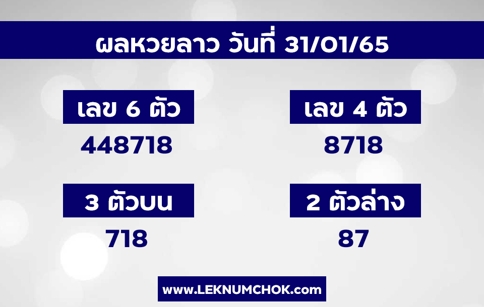 ผลหวยลาว 31-1-65