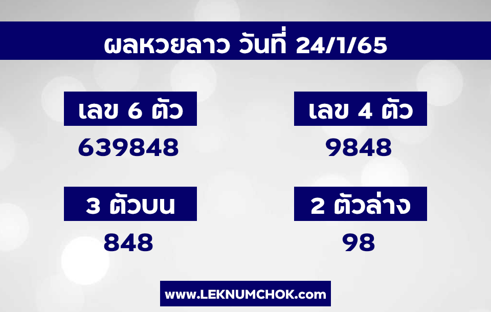 ผลหวยลาว 24-1-65