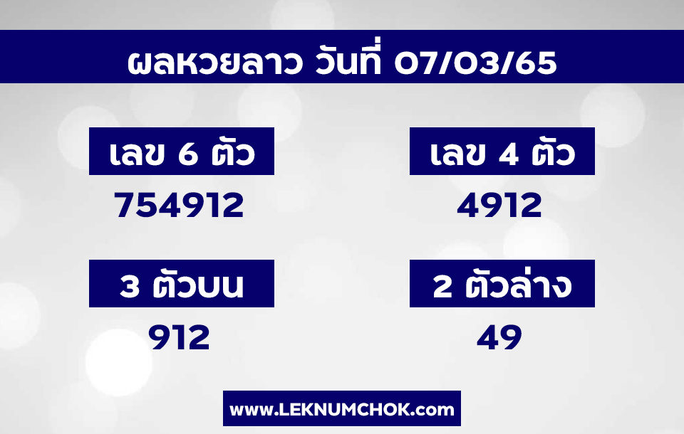 ผลหวยลาว7-3-65