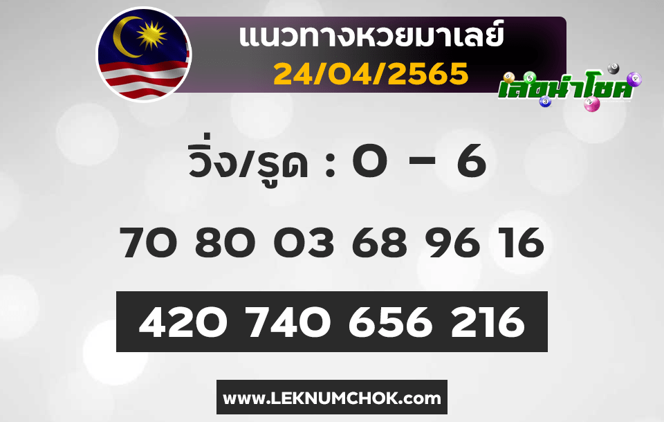 แนวทางหวยมาเลย์24-4-65