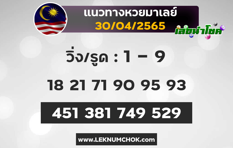 แนวทางหวยมาเลย์30-4-65