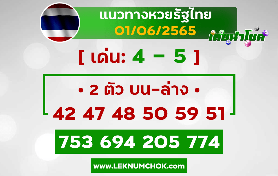แนวทางหวยไทย1-6-65