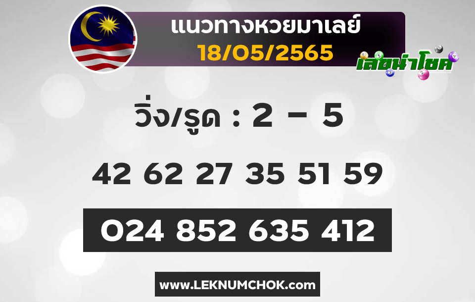 แนวทางหวยมาเลย์18-5-65