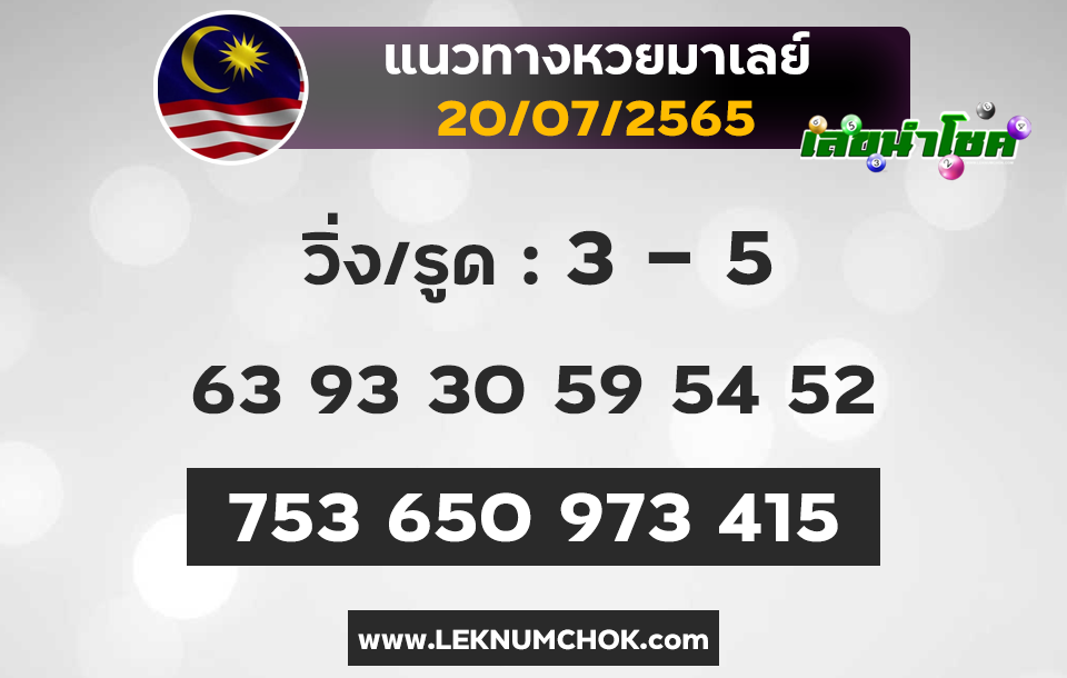 แนวทางหวยมาเลย์20-7-65