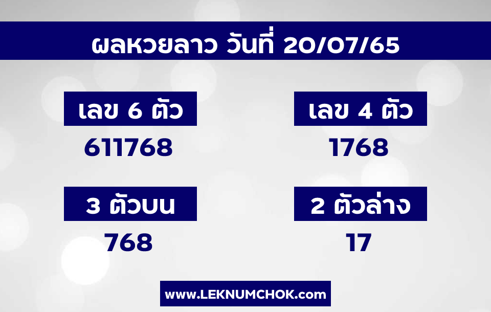 ผลหวยลาว20-7-65