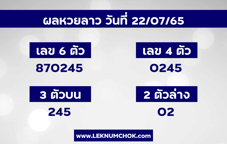 ผลหวยลาว22-7-65