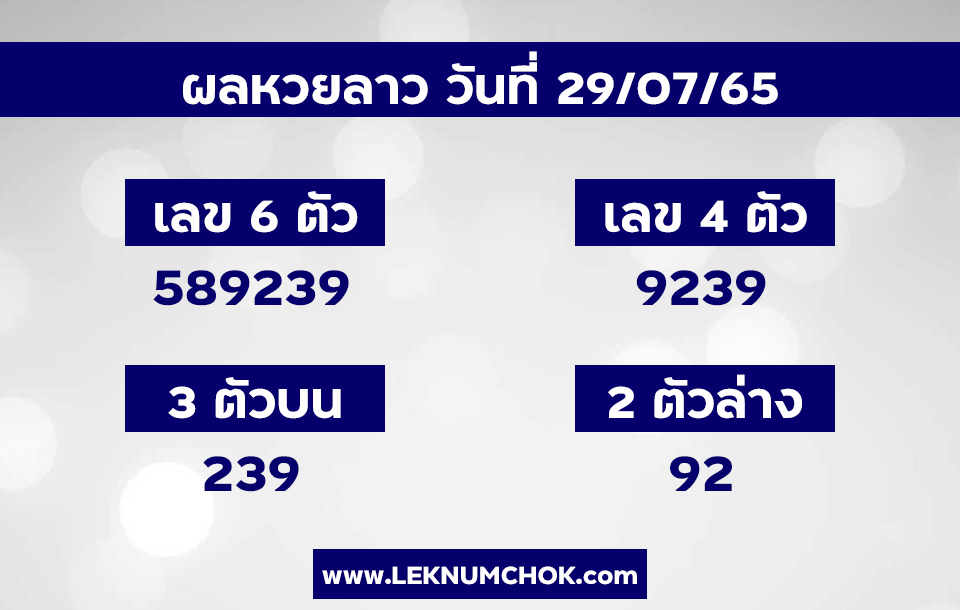 ผลหวยลาว29-7-65