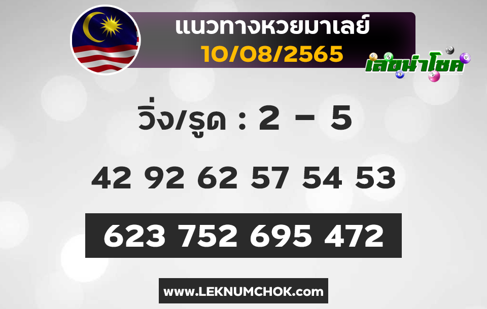 แนวทางหวยมาเลย์10-8-65