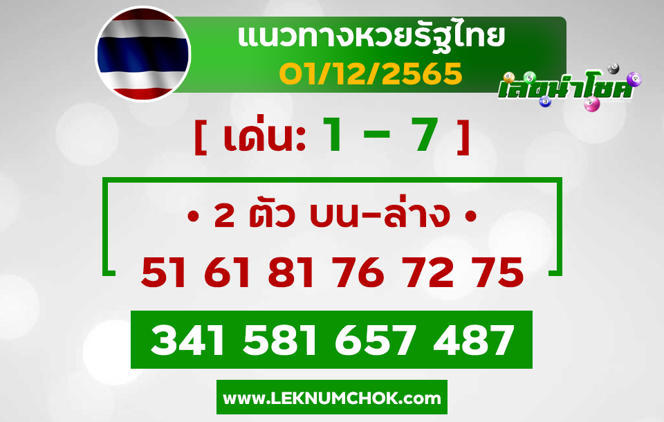 หวยรัฐบาลไทย1-12-65