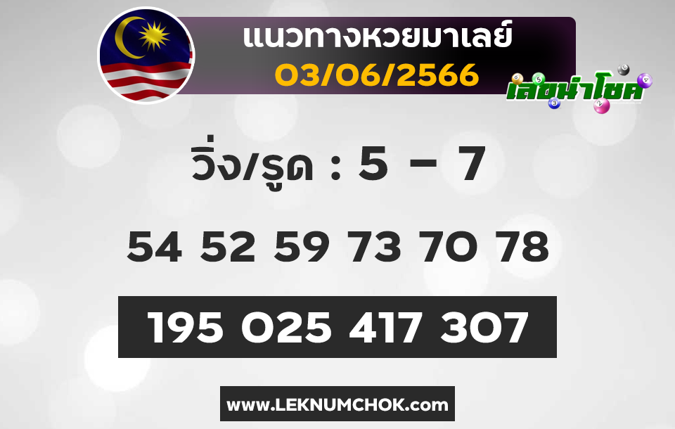 แนวทางหวยมาเลย์3-6-66