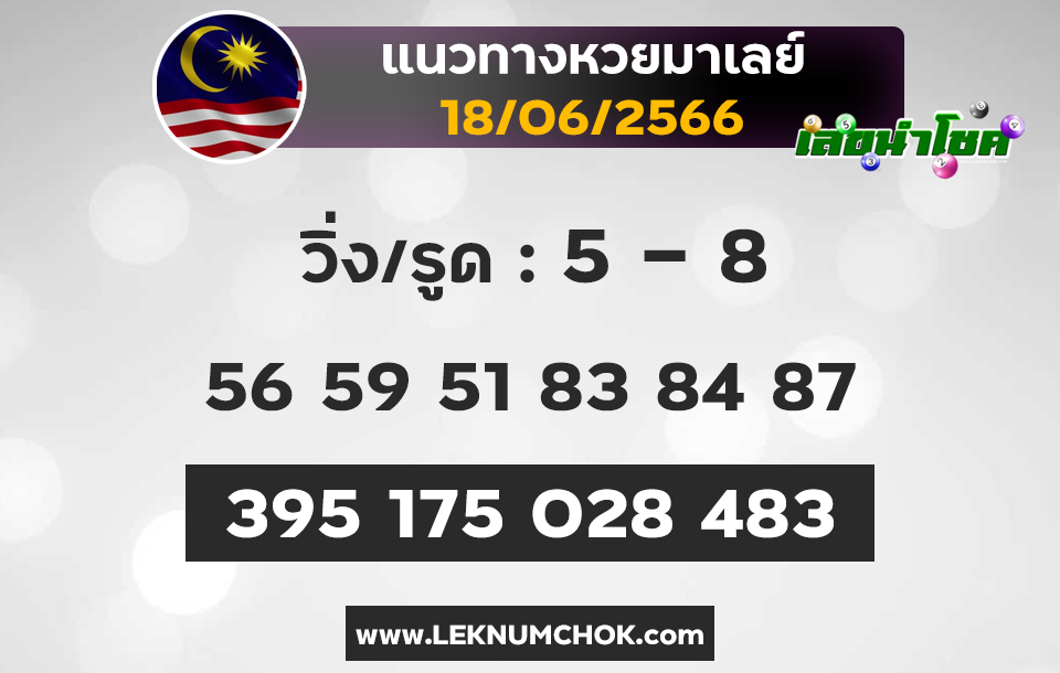 แนวทางหวยมาเลย์18-6-66