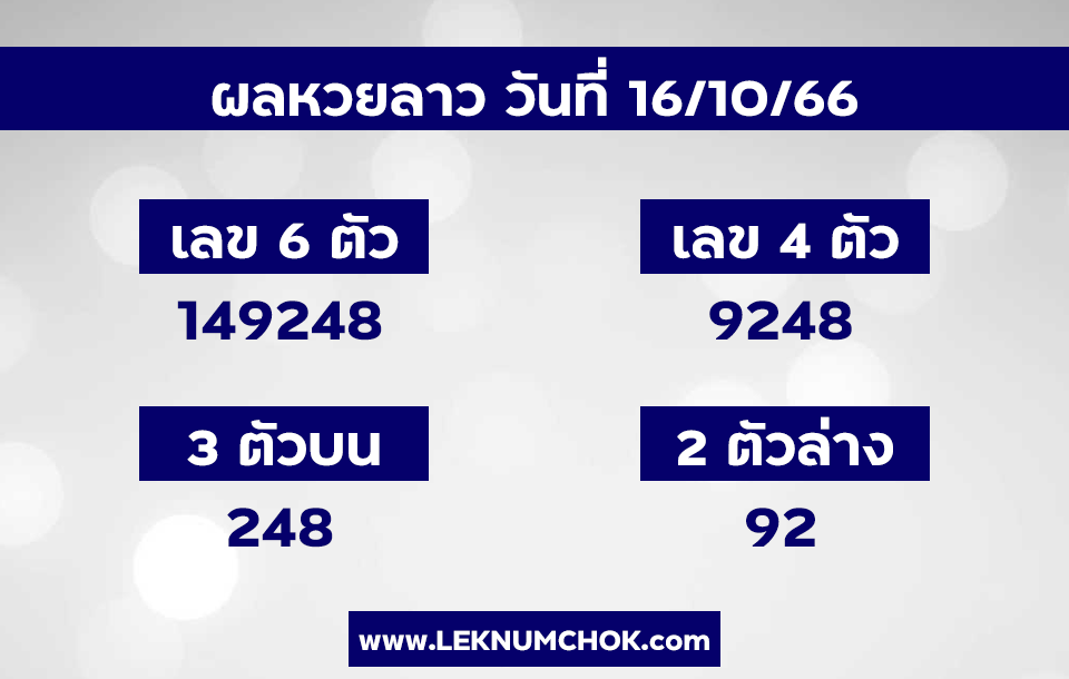 ผลหวยลาว 16-10-66