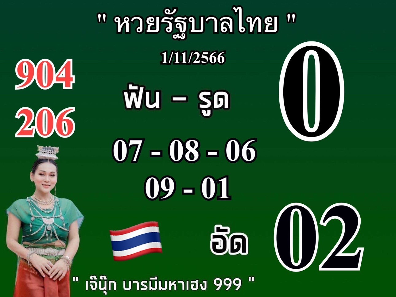 เลขเด็ดเจ๊นุ๊กงวด 1/11/66