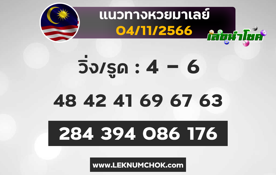 ผลมาเลย์วันนี้ ตรวจหวยมาเลย์ 4-11-66