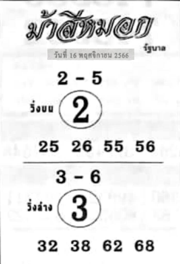 ม้าสีหมอกงวด 16/11/66