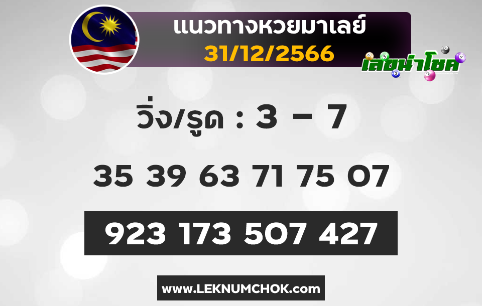 แนวทางหวยมาเลย์ 31-12-66