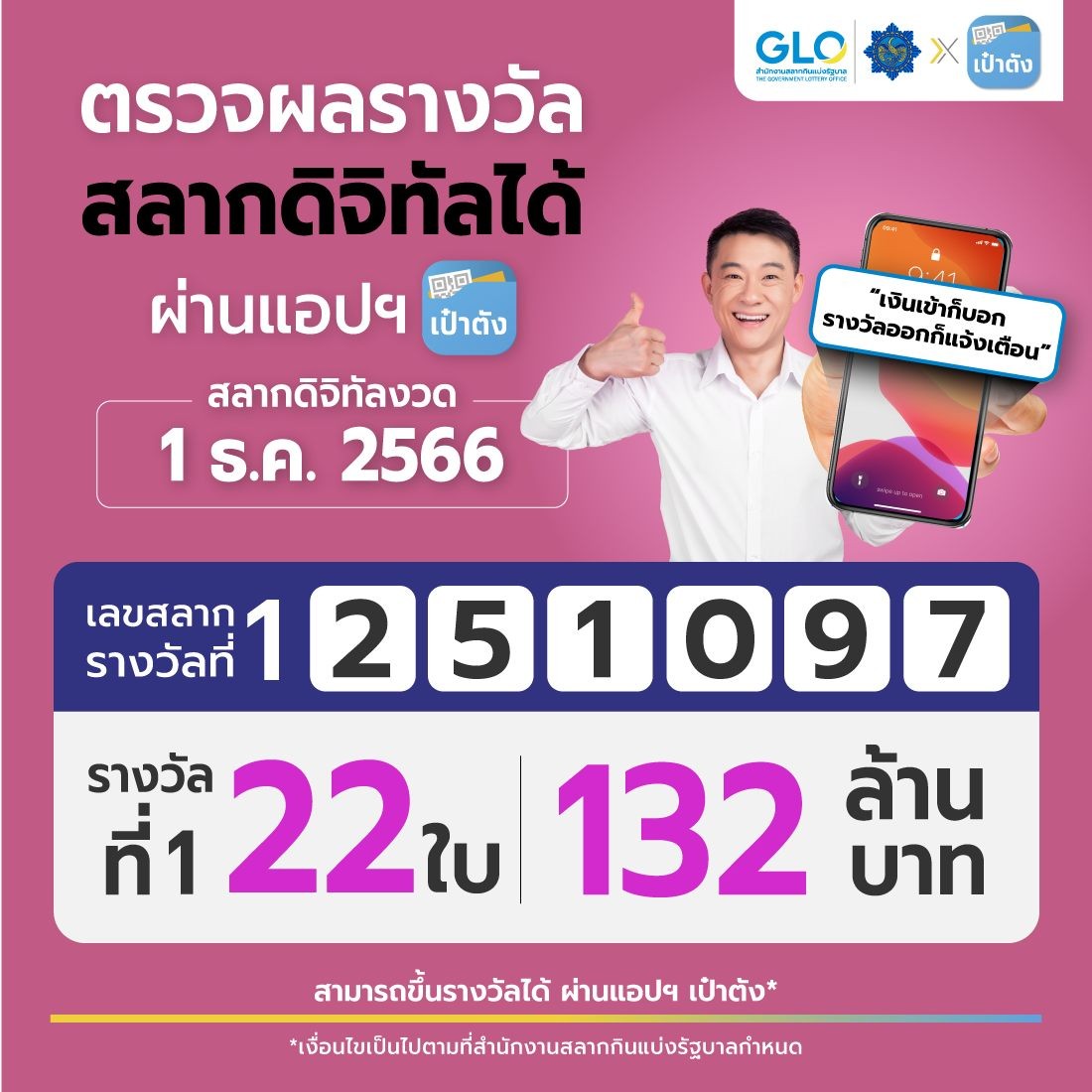 สลากดิจิทัลงวด 1/12/66 แตกปัง